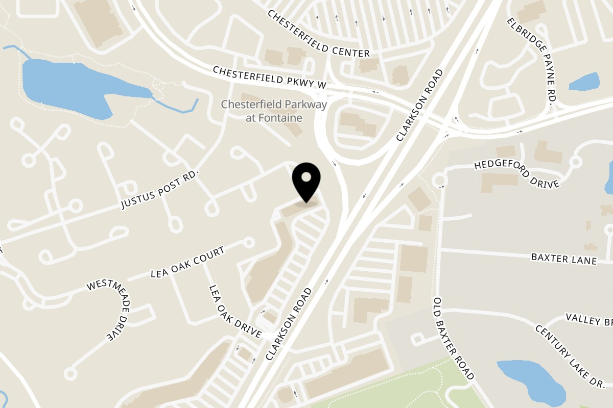 Map showing the location of The Curry Club on 1635 Clarkson Rd in Chesterfield